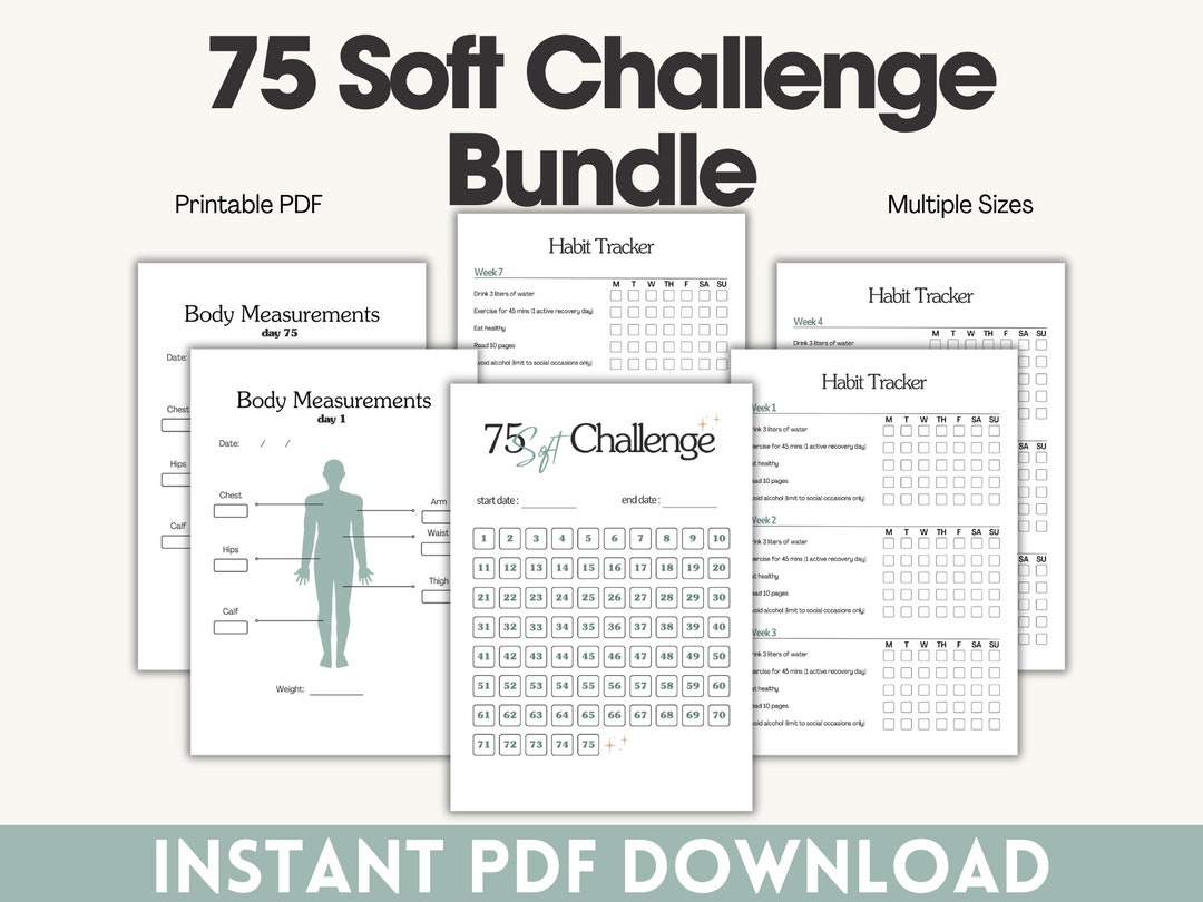75 Soft Challenge Tracker Bundle | Fitness Health Habit Tracker ...