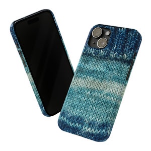 iPhone 15 and 14 cases knitted design, knitting pattern looks like real, slim unique cases, blue knit case, sock case, sock pattern case