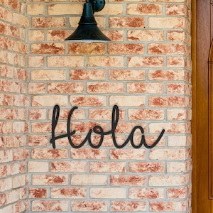Hola Spanish Metal Sign: Welcome Wall Decor