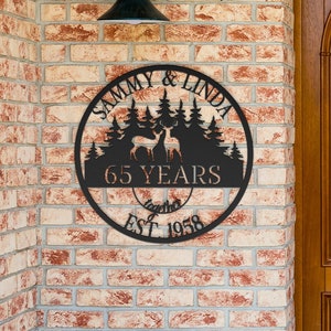 Personalized 65th Anniversary Metal Sign, Anniversary Gift For Parents, Wedding Anniversary, 65 Years Ornament, Wedding Metal Wall Art