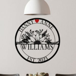 Personalized Wedding Sign, Last Name Established Sign, Family Name Sign, Metal Sign Custom, Anniversary Couple Gift Personalized Sign