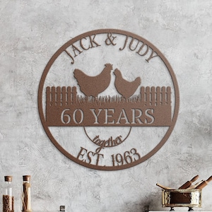 Personalized 60th Anniversary Metal Sign, Anniversary Gift For Parents, Wedding Anniversary, 60 Years Ornament, Wedding Metal Wall Art