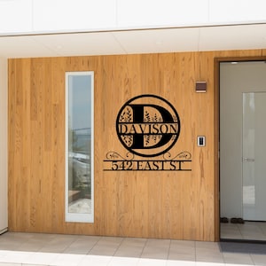 Custom Family Name Metal Monogram Sign: Powder Coated Steel