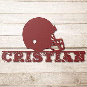 Custom Football Metal Name Sign: Powder Coated Wall Art