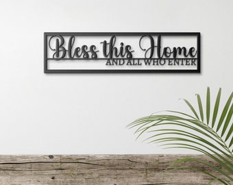 Bless This Home Metal Wall Art, Large Bless Our Home Sign, Housewarming Gift, Wall Hanging Metal Art, Bless This Home Metal Sign, New Home