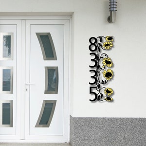 Colorful Sunflower Address Sign, Vertical House Numbers Sign, Outdoor Metal Sign, Metal House Numbers, Large House Number, Metal Address