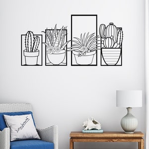 Metal Cactus 4 Pieces Wall Art, Cactus Metal Sign, Housewarming Gift, Wall Hanging Cactus Sign, Large Metal Wall Art, Metal Cactus Decor