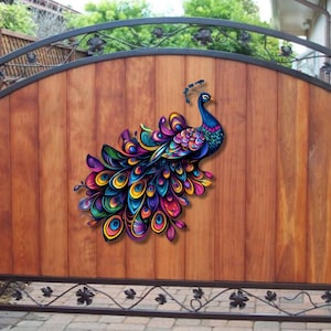 Colorful Peacock Metal Wall Art, Peacock Sign, Outdoor Patio Metal Sign, Metal Peacock, Outdoor and Garden Decor, Peacock Wall Sign
