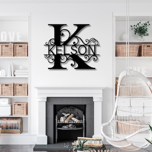 Personalized Family Name Monogram Metal Sign: Laser Cut Wall Art