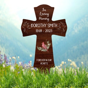 Personalized Memorial Garden Cross, Memorial Gifts for Loss of Mother, Memorial Sign, In Loving Memory Gift, Symphaty Gift Loss Of Father