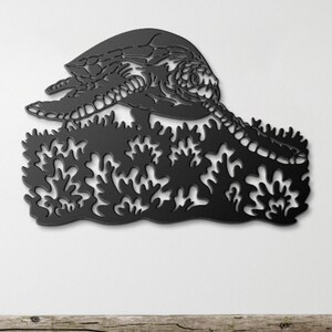 Metal Sea Turtle Wall Art: Powder Coated Turtle Decor