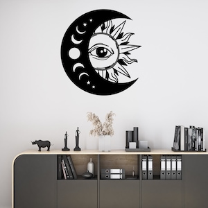 Sonne und Mond Metall Wandkunst, Metall Sonne und Mond Dekor, Sonne und Mond Wandkunst, Housewarming Geschenk, Tag und Nacht Schild, Retro Metall Wanddekoration