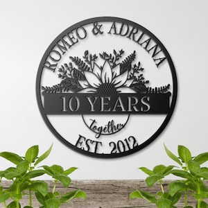 10th Anniversary Gift, Wedding Anniversary Metal Sign, Gift For Couple, Gift For Husband, Gift For Wife, Anniversary Ornament, Wall Hanging
