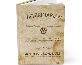 Journal vétérinaire à couverture rigide, cadeau vétérinaire, carnet vétérinaire personnalisé, cadeau de retraite, cadeau pour vétérinaire, journal vétérinaire personnalisé