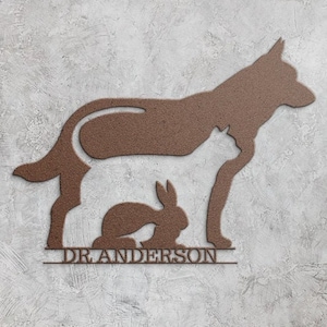 Personalisiertes Kupfer Metall Vet Schild: Veterinary Klinik Decor