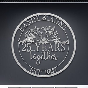 25th Anniversary Gift For Parents, Wall Hanging Metal Sign, Wedding Anniversary Gift, Parents Anniversary Gift, 25th Anniversary Ornament