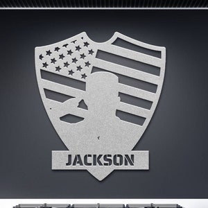 Gepersonaliseerde metalen bord veteraan: militair cadeau Amerikaanse vlag