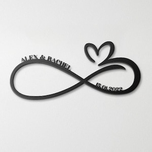 Custom Infinity Heart Metal Sign: Personalized Couples Ornament