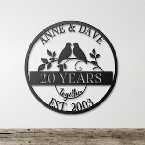 20th Anniversary Metal Sign: Personalized Couple Name & Date
