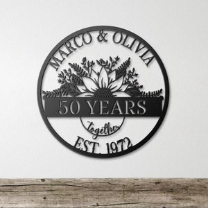 Personalized 50th Anniversary Metal Sign: Golden Anniversary Decor