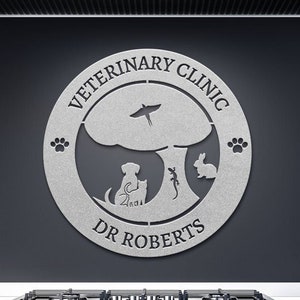 Veterinary Clinic Metal Sign, Custom Veterinarian Sign, Veterinary Gift, Personalized Vet Gift, Veterinary Art, Gift For Veterinarian