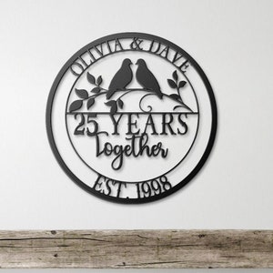 25th Anniversary Gifts For Parents, Wedding Doves Metal Sign, Wedding Anniversary Gift, Parents Anniversary Gift, Family Monogram Sign