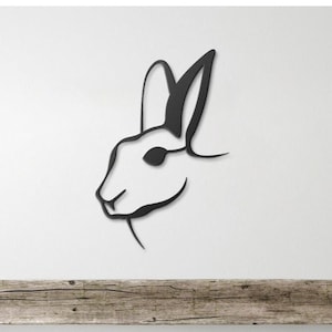 Minimalist Rabbit Metal Wall Art: Farmhouse Home Decor