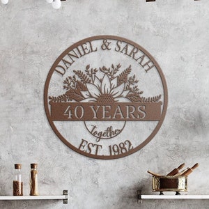 40th Anniversary Gift For Parents, Wedding Anniversary Metal Sign, Parents Anniversary Gift, 40th Anniversary Ornament, Metal Wall Art