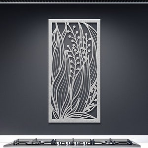 Letrero metálico de lirio de los valles: arte decorativo de hojas para pared