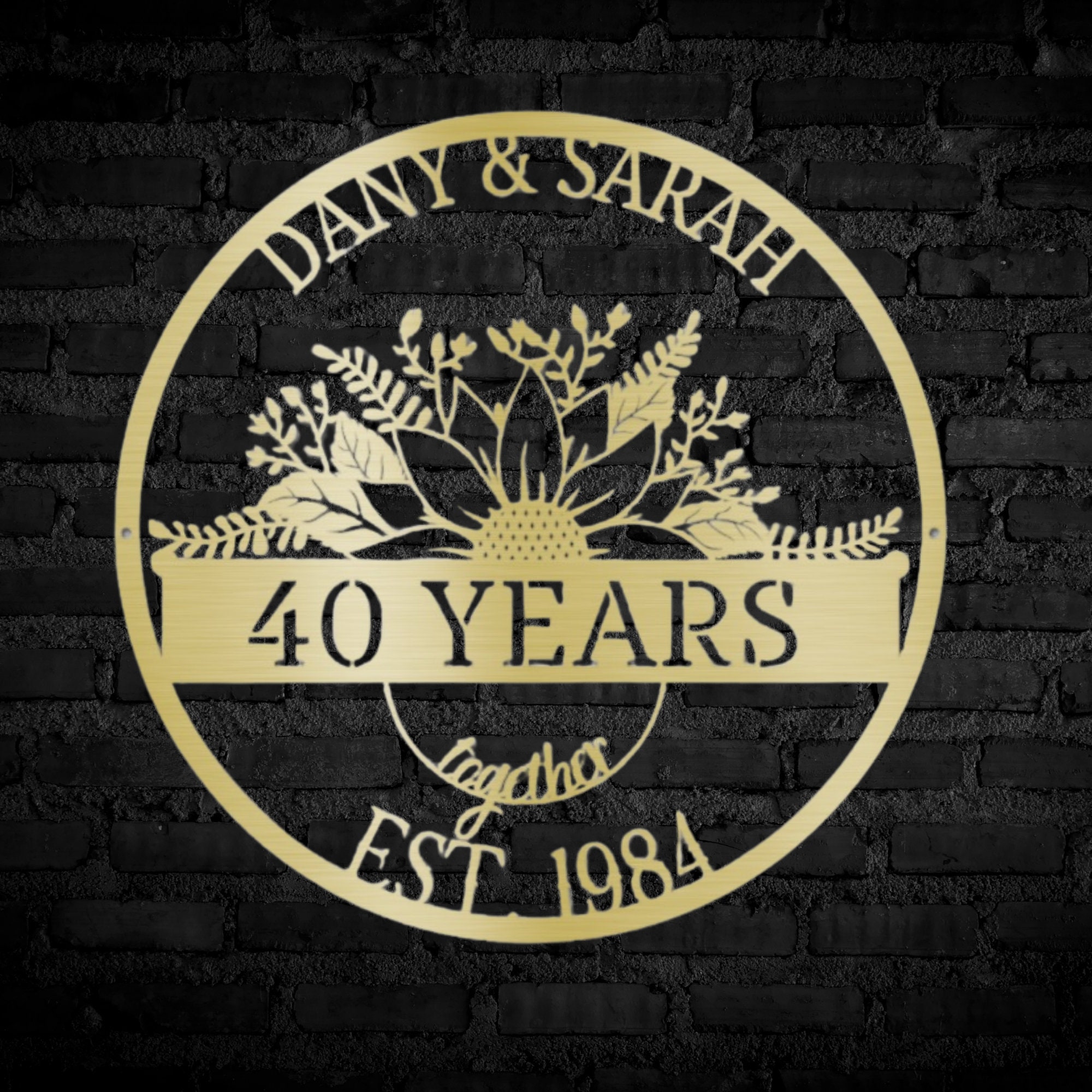 40th Anniversary Gift For Parents, Wedding Anniversary Metal Sign, Parents Anniversary Gift, 40th Anniversary Ornament, Metal Wall Art