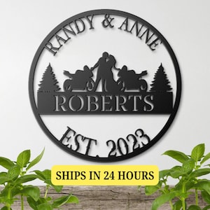 Custom Motorcycle Wedding Metal Sign: Last Name Established