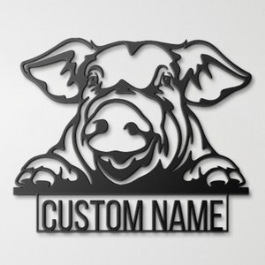 Personalized Pig Metal Sign, Pig Lovers Gift, Farm Animals Wall Decor , Wall Hanging Metal Pig Sign, Gift For Farms Owners