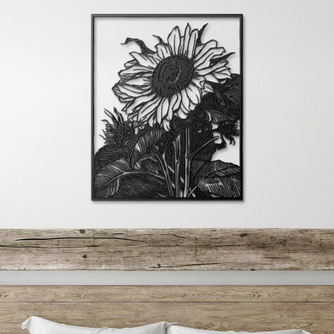 Sunflower Metal Wall Art, Wall Hanging Sunflower Decor, Large Metal