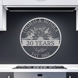 30th Anniversary Gift, Gift For Parents, Wedding Anniversary Metal Sign, Parents Anniversary, 30th Anniversary Ornament, Wall Hanging Sign image 7
