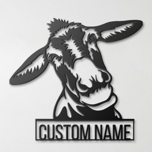 Custom Donkey Metal Wall Art: Farmhouse Decor, Donkey Lover Gift