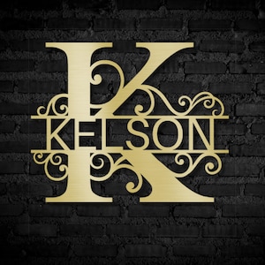Personalized Metal Family Name Sign: Laser Cut Monogram Wall Art