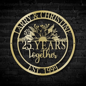 25th Anniversary Metal Sign: Personalized Family Name Wall Decor