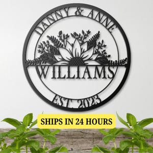 Personalized Wedding Sign, Last Name Established Sign, Family Name Sign, Metal Sign Custom, Anniversary Couple Gift Personalized Sign