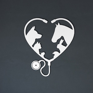 Cartello in metallo bianco per clinica veterinaria, regalo veterinario, regalo veterinario personalizzato, arte veterinaria, regalo per veterinario, decorazione per la stanza del veterinario