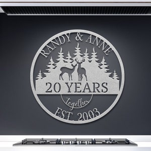 Personalized 20th Anniversary Deer Metal Sign: Parents Gift