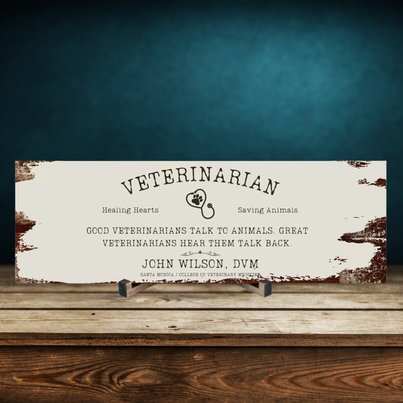Veterinarian Doctor Wood Sign Veterinary Gift Personalized Etsy