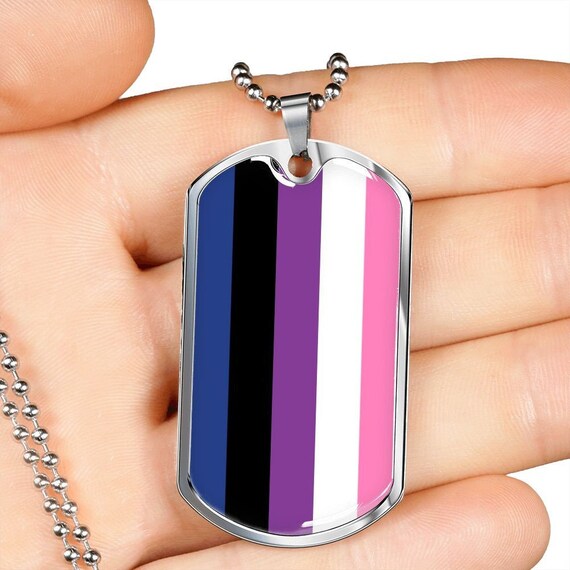 Gender Fluid Necklace Gender Fluid Flag Engraved Necklace Etsy