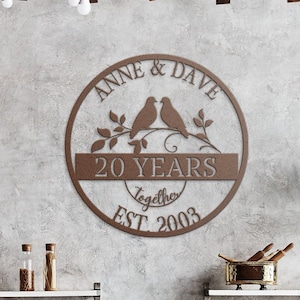 20th Anniversary Metal Sign: Personalized Couple Gift