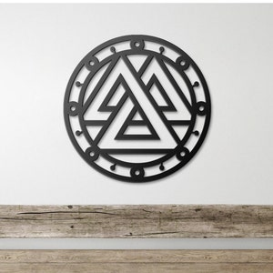 Valknut Symbol Metal Wall Art: Nordic Viking Sign Decor