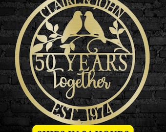 50th Anniversary Gift, Parents Anniversary, Golden Anniversary, 50 Year Anniversary Sign, Wedding Anniversary Metal Wall Art, Doves Sign