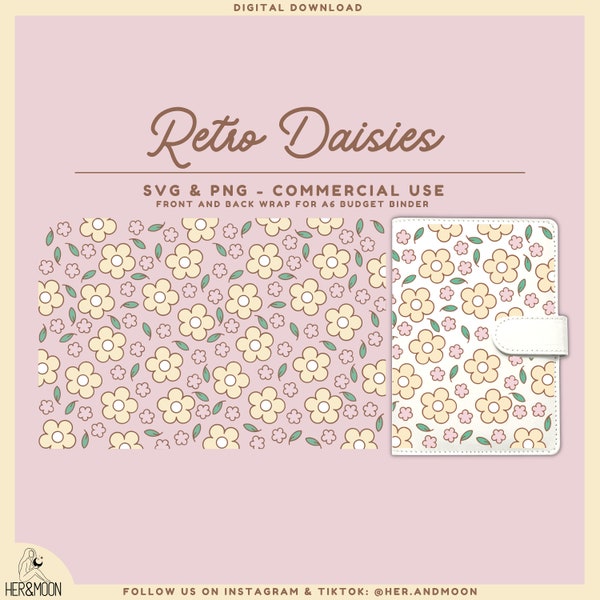 Retro Daisies SVG for A6 Budget Binder, Daisy svg, Floral svg, Flowers svg, Budget Binder svg, Aesthetic svg, Vintage Floral svg, Boho svg