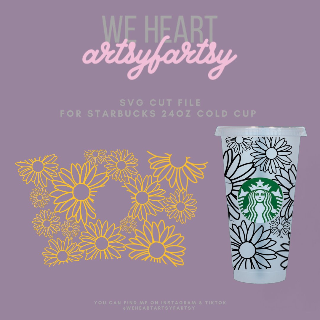 Daisies - SVG Cut File - Starbucks Cold Cup - Cold Cup Wrap - Daisies…