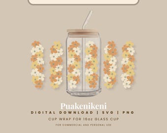 Puakenikeni Floral Cup Wrap SVG (Digitaler Download)