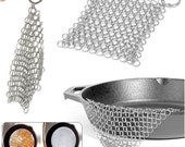Stainless Steel Cast Iron Cleaner Chainmail Scrubber For Skillets Grill Pans
