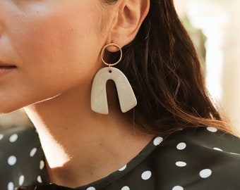 Distinctive earrings for modern women,Stone porcelain color earrings, stud geometrical earrings for gift, Modern ceramic earrings for woman